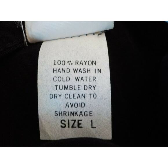 Vintage Fantazia Black Button Up Blouse Women size Large Floral Buttons Rayon - Picture 8 of 9